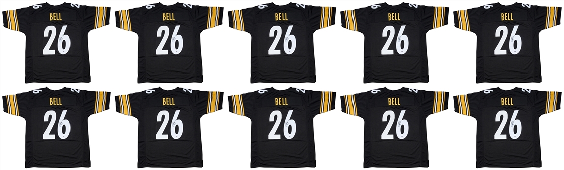 Lot of (10) LeVeon Bell Autographed Pittsburgh Steelers Black Jerseys (PSA/DNA)
